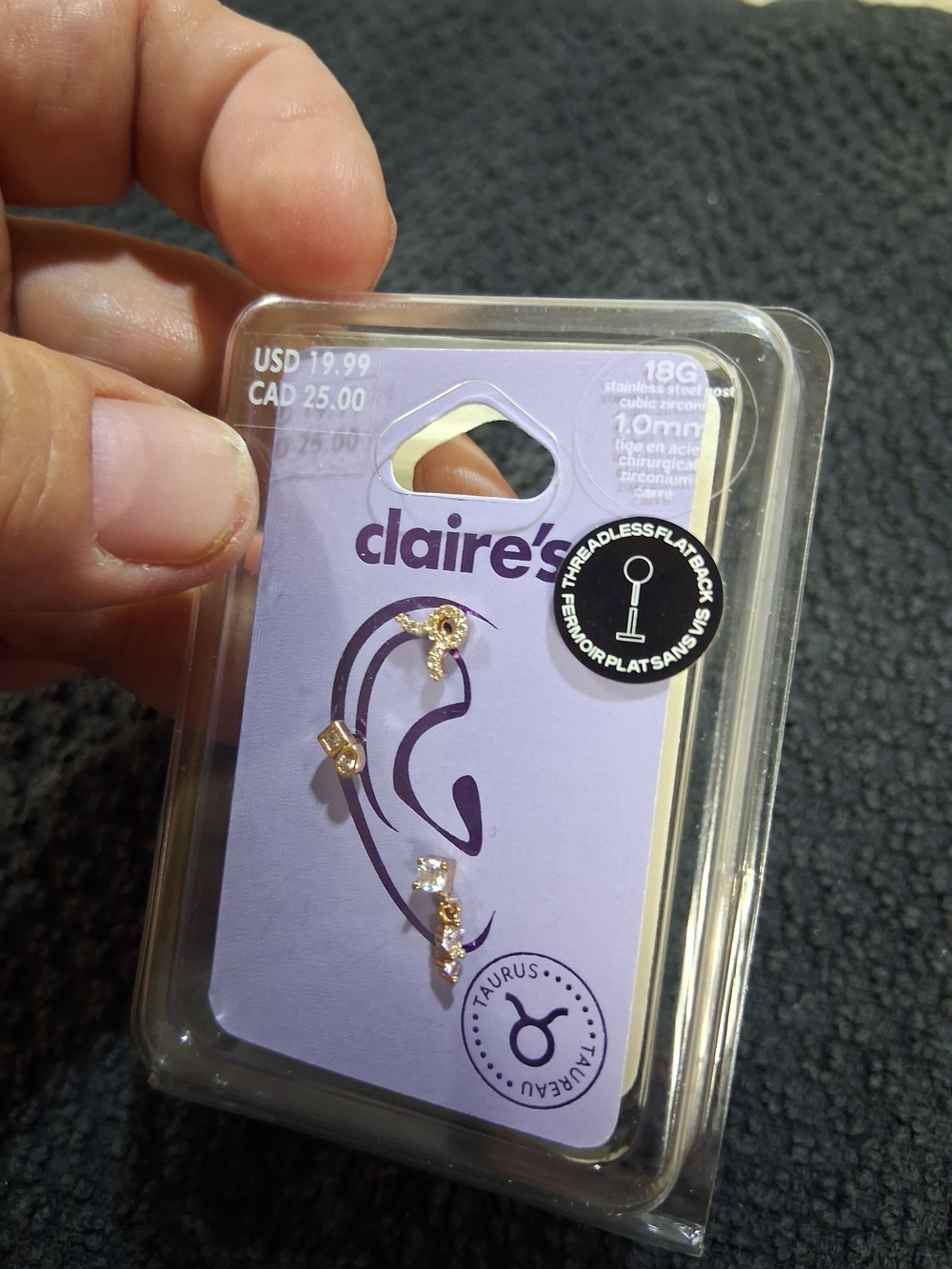 Claire's Gold-Tone Taurus Cartilage Set - Stainless Steel